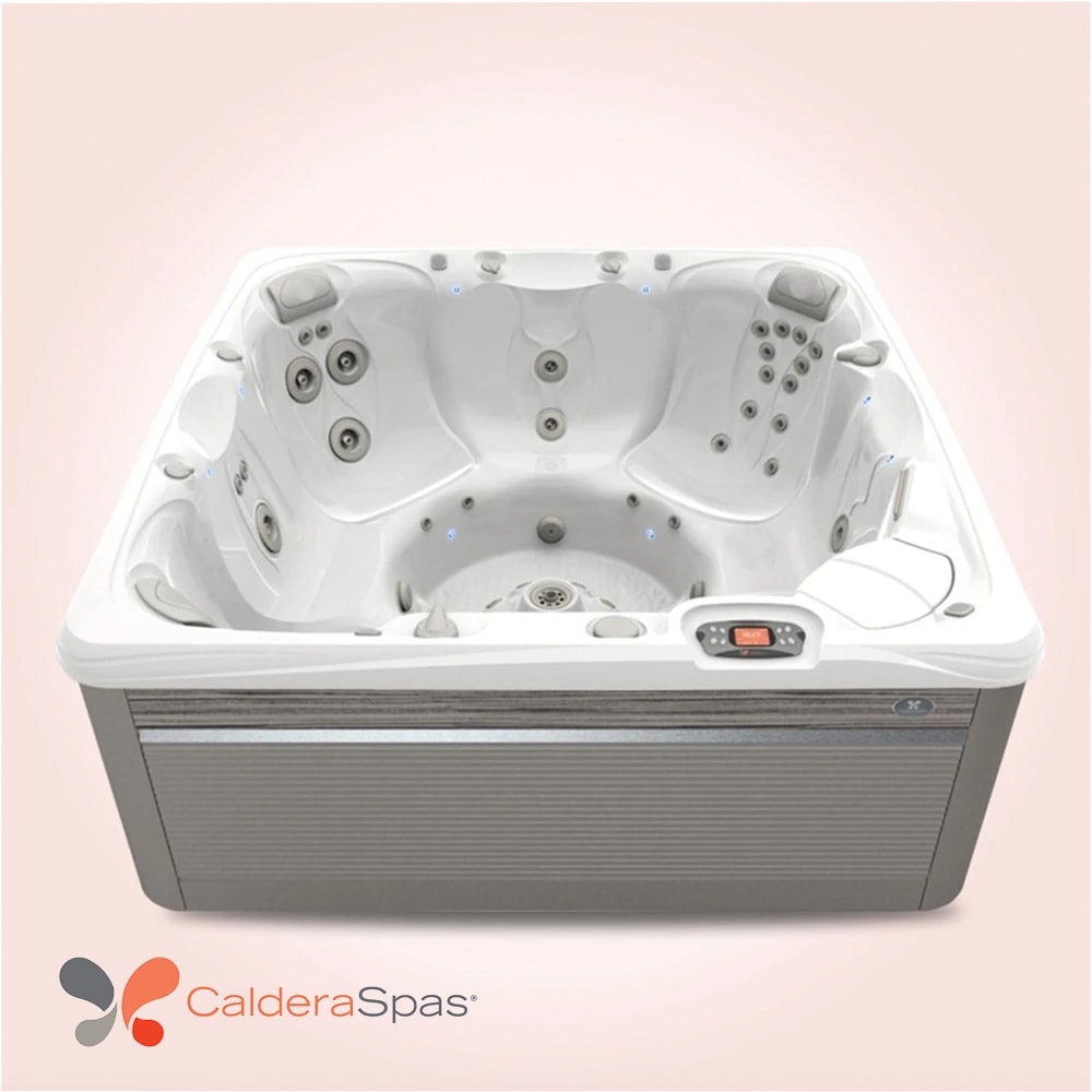 Produktbild på spabadet Reunion från Caldera Spas med Arctic white insida och Ash utsida