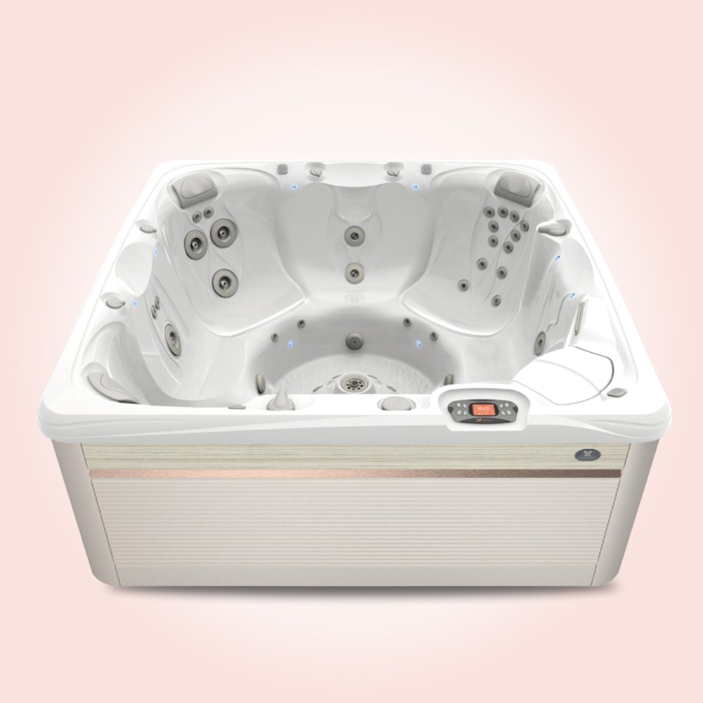 Produktbild på spabadet Reunion från Caldera Spas med Arctic white insida och Ash utsida
