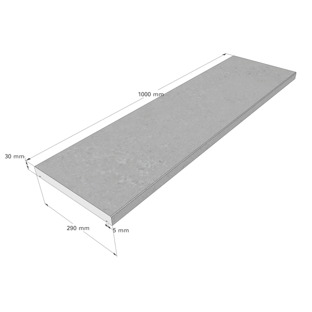Storleksskiss för Modena stensarg, 1000 x 290 x 30 mm